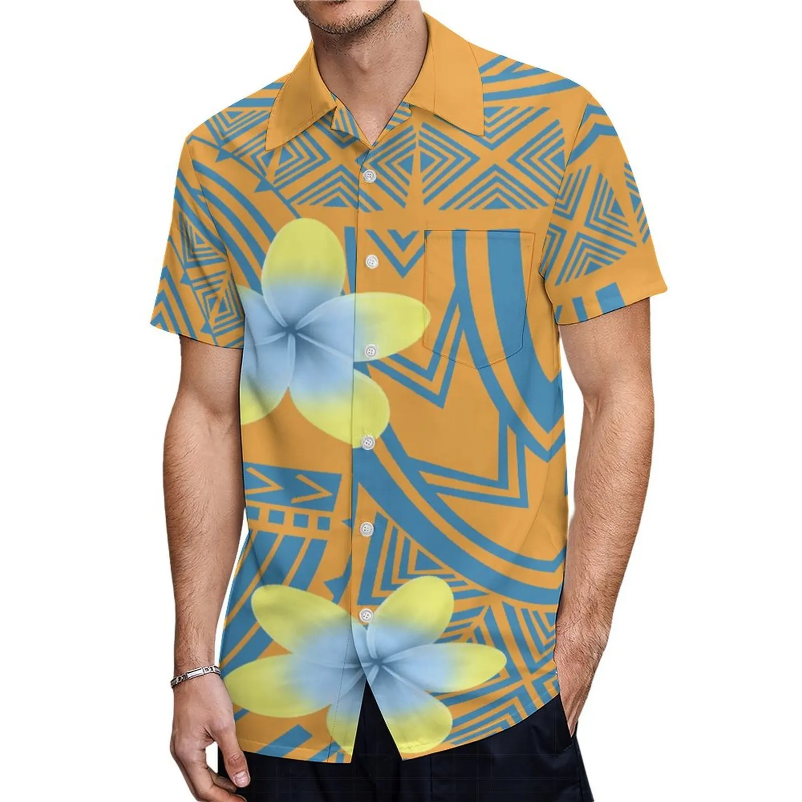 Summer Ladies One-Shoulder Long Dress Slim Fishtail Skirt Men'S Shirt Polynesian Couple Set Custom Tribal Floral Print