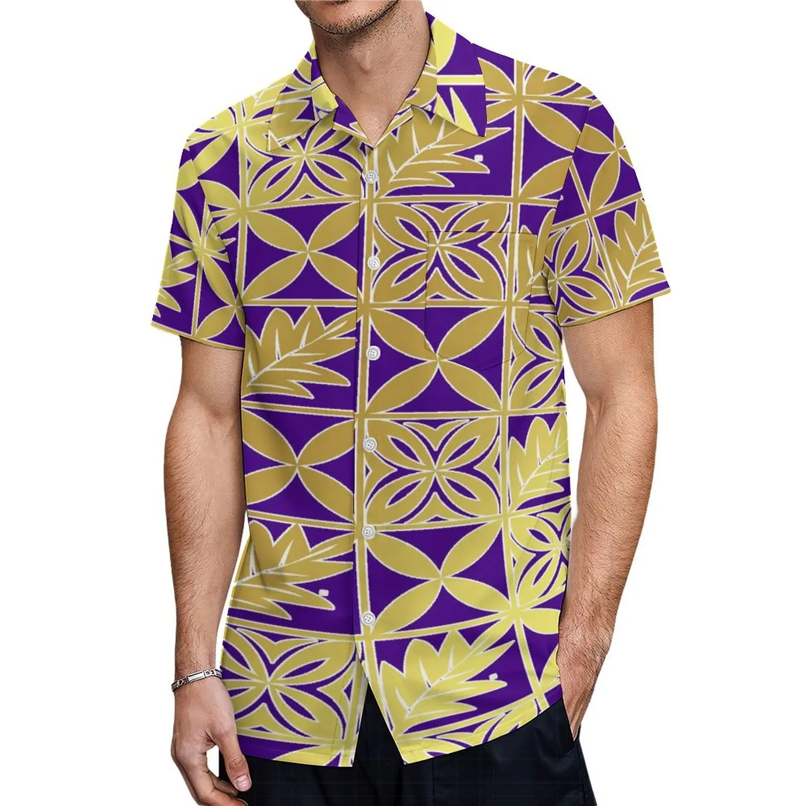 Summer Ladies One-Shoulder Long Dress Slim Fishtail Skirt Men'S Shirt Polynesian Couple Set Custom Tribal Floral Print