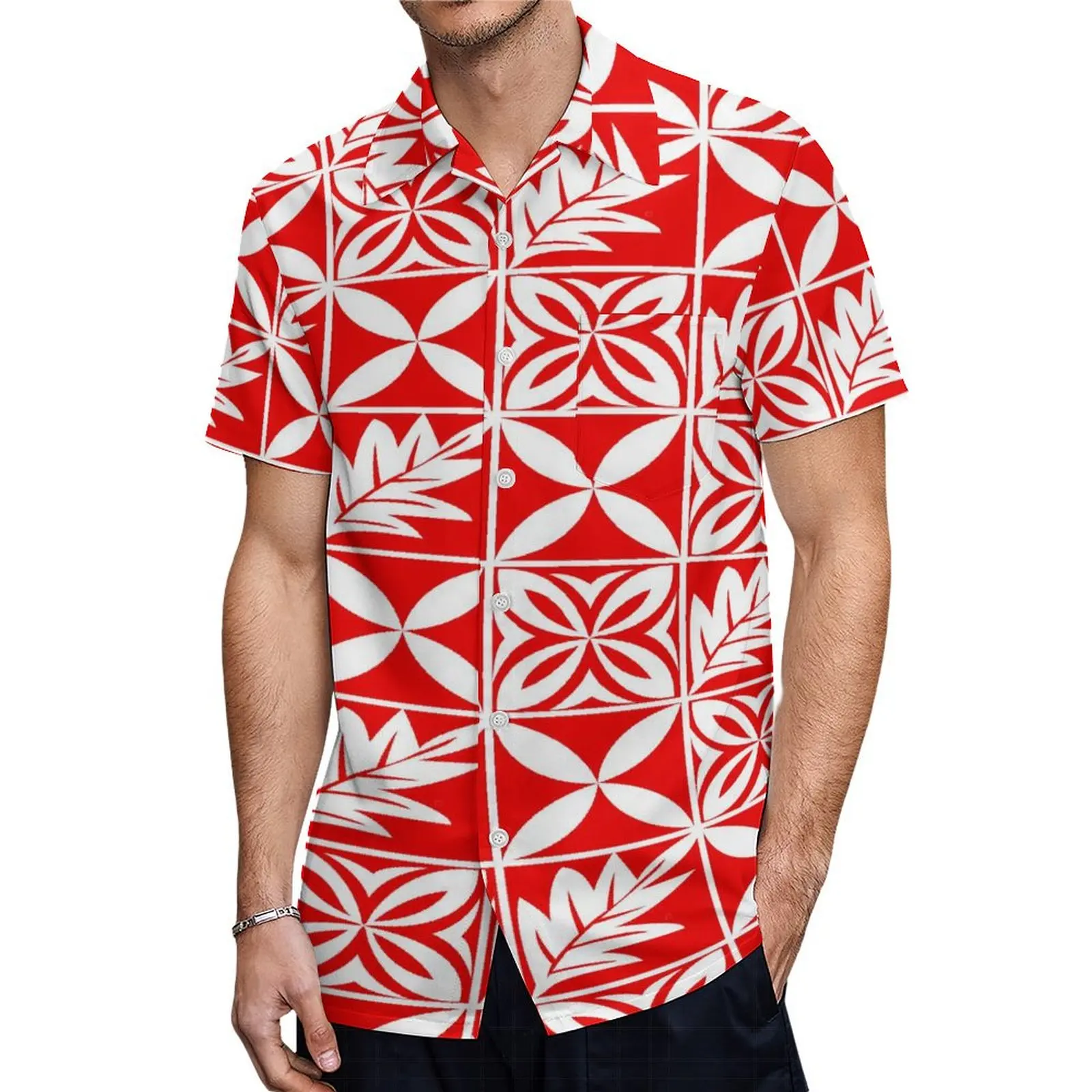 Summer Ladies One-Shoulder Long Dress Slim Fishtail Skirt Men'S Shirt Polynesian Couple Set Custom Tribal Floral Print