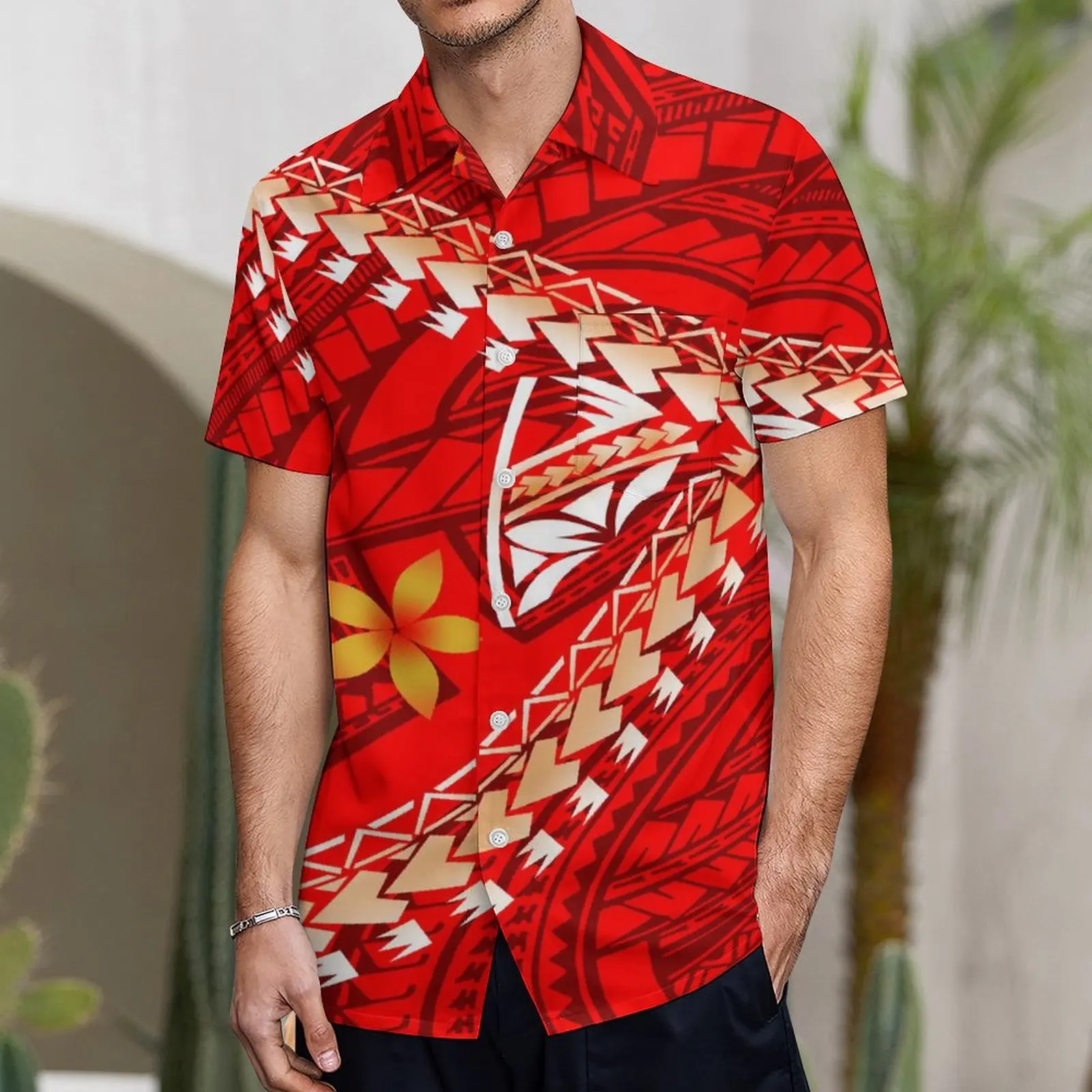 Summer Ladies One-Shoulder Long Dress Slim Fishtail Skirt Men'S Shirt Polynesian Couple Set Custom Tribal Floral Print