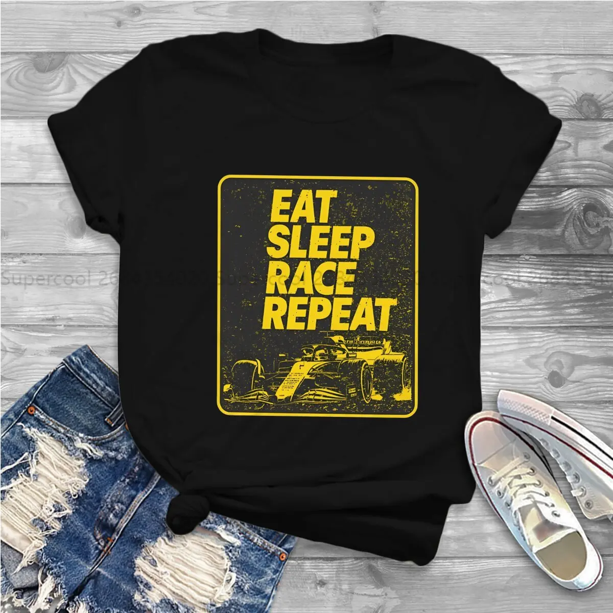 F1 Formulate 1 Racing Polyester TShirt for Women Eat Sleep Race Repeat Basic Casual Sweatshirts T Shirt