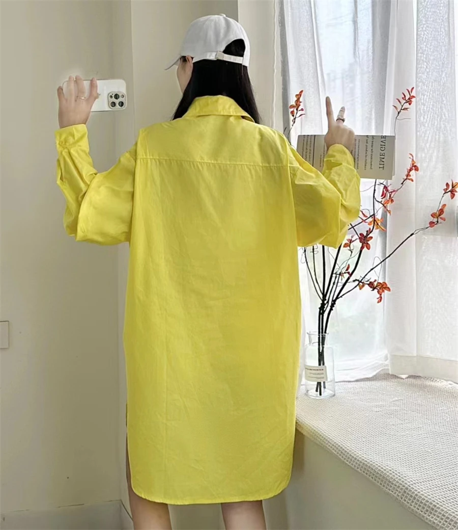 New Heavy Industry Sequin Long Sleeved Loose Shirt Printed Mid Length Personalized Trendy Coat Women's Spring And Autumn