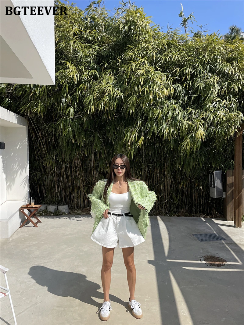 BGTEEVER Summer Loose Pockets Wide Leg Denim Shorts Women Casual High Waist Single Button Ladies Jeans Shorts
