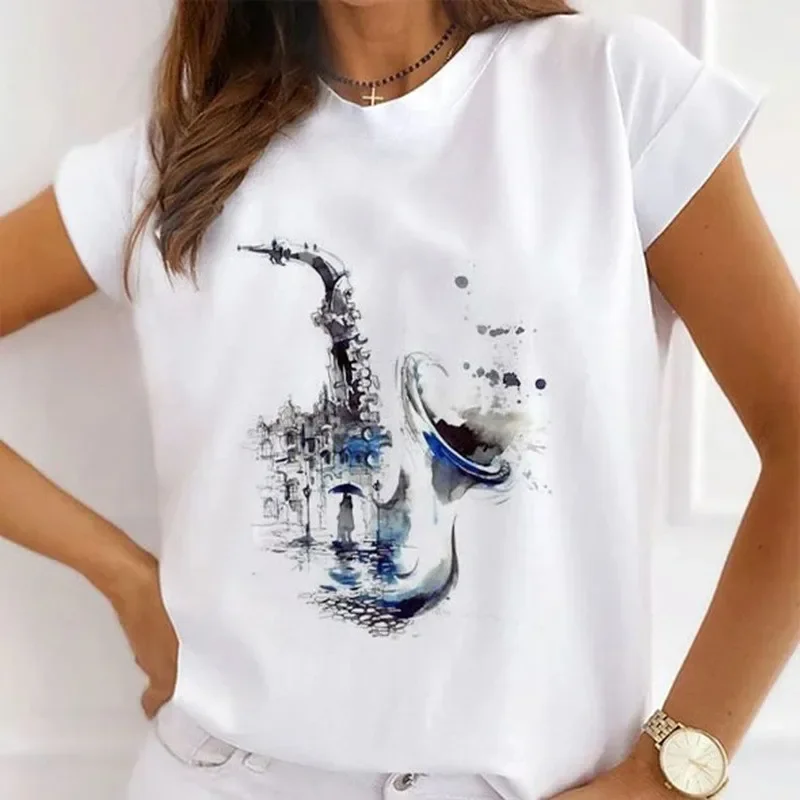 Summer New Women's Fashion Girls White Women's Round Neck Loose Short-sleeved T-shirt Top Oversized T Shirt Tops Y2k  Tee
