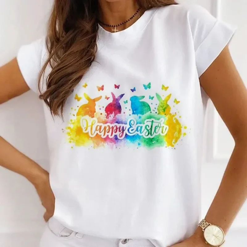 Summer New Women's Fashion Girls White Women's Round Neck Loose Short-sleeved T-shirt Top Oversized T Shirt Tops Y2k  Tee