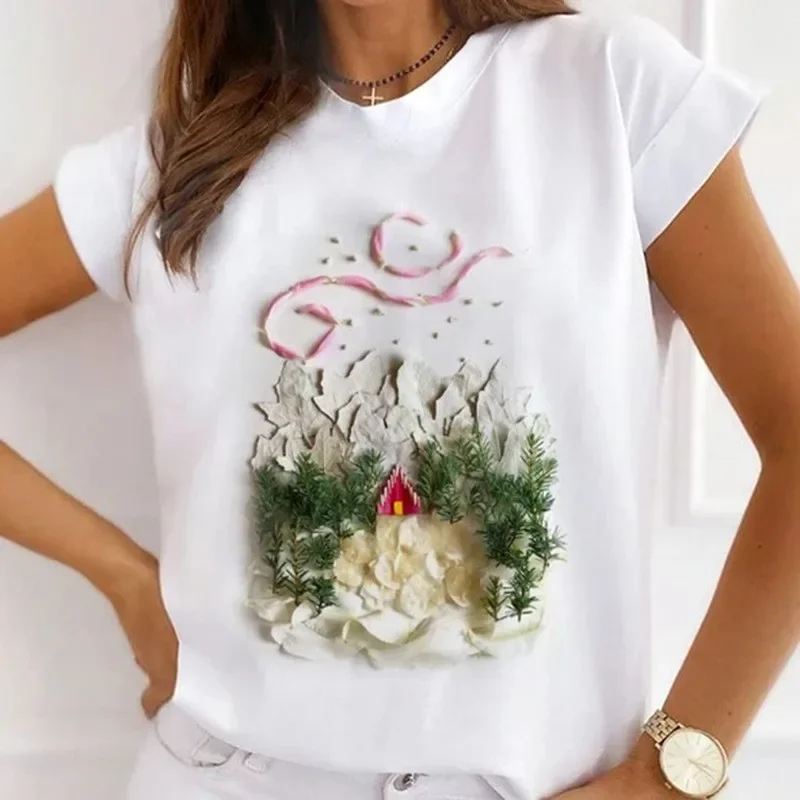 Summer New Women's Fashion Girls White Women's Round Neck Loose Short-sleeved T-shirt Top Oversized T Shirt Tops Y2k  Tee