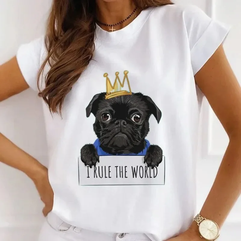 Summer New Women's Fashion Girls White Women's Round Neck Loose Short-sleeved T-shirt Top Oversized T Shirt Tops Y2k  Tee