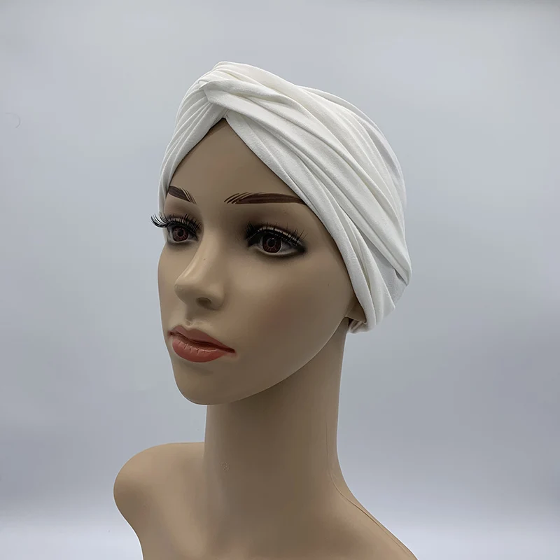 Fashion Women Cross Twist Suede Turban Caps Soild Color Female Headscarf Bonnet Muslim Hijab Cap Islamic Under Scarf India Hat