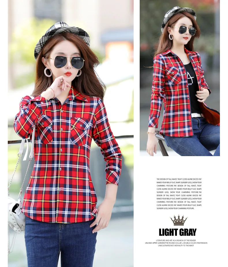 Velvet Thick Warm Women Plaid Shirt Female Fleece Tops Oversized M-4XL Women's Coat Winter Fit Blusas Femininas Chemise Femme