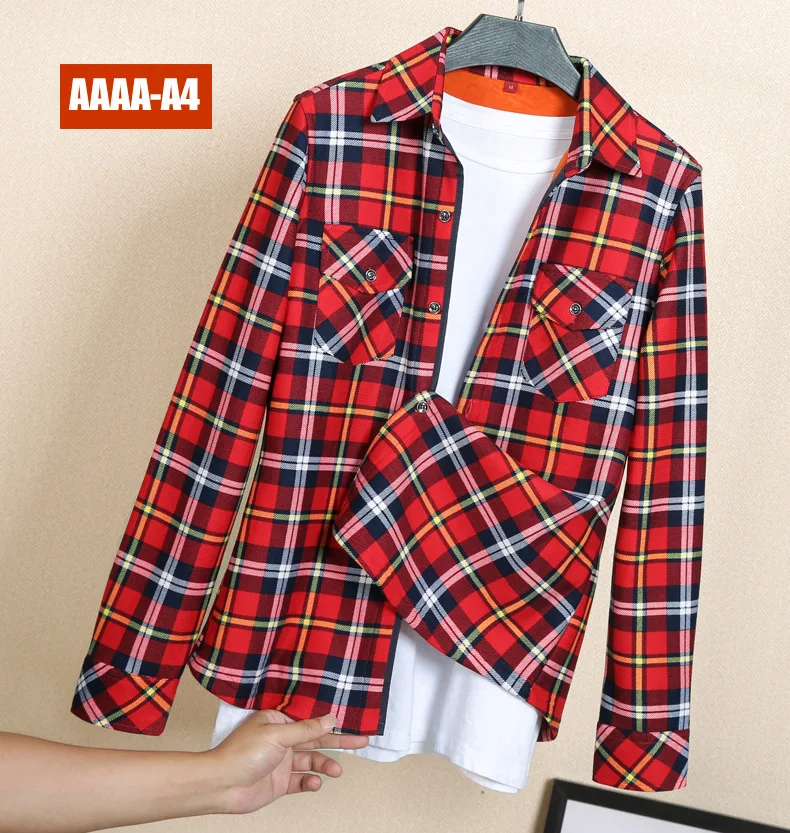 Velvet Thick Warm Women Plaid Shirt Female Fleece Tops Oversized M-4XL Women's Coat Winter Fit Blusas Femininas Chemise Femme