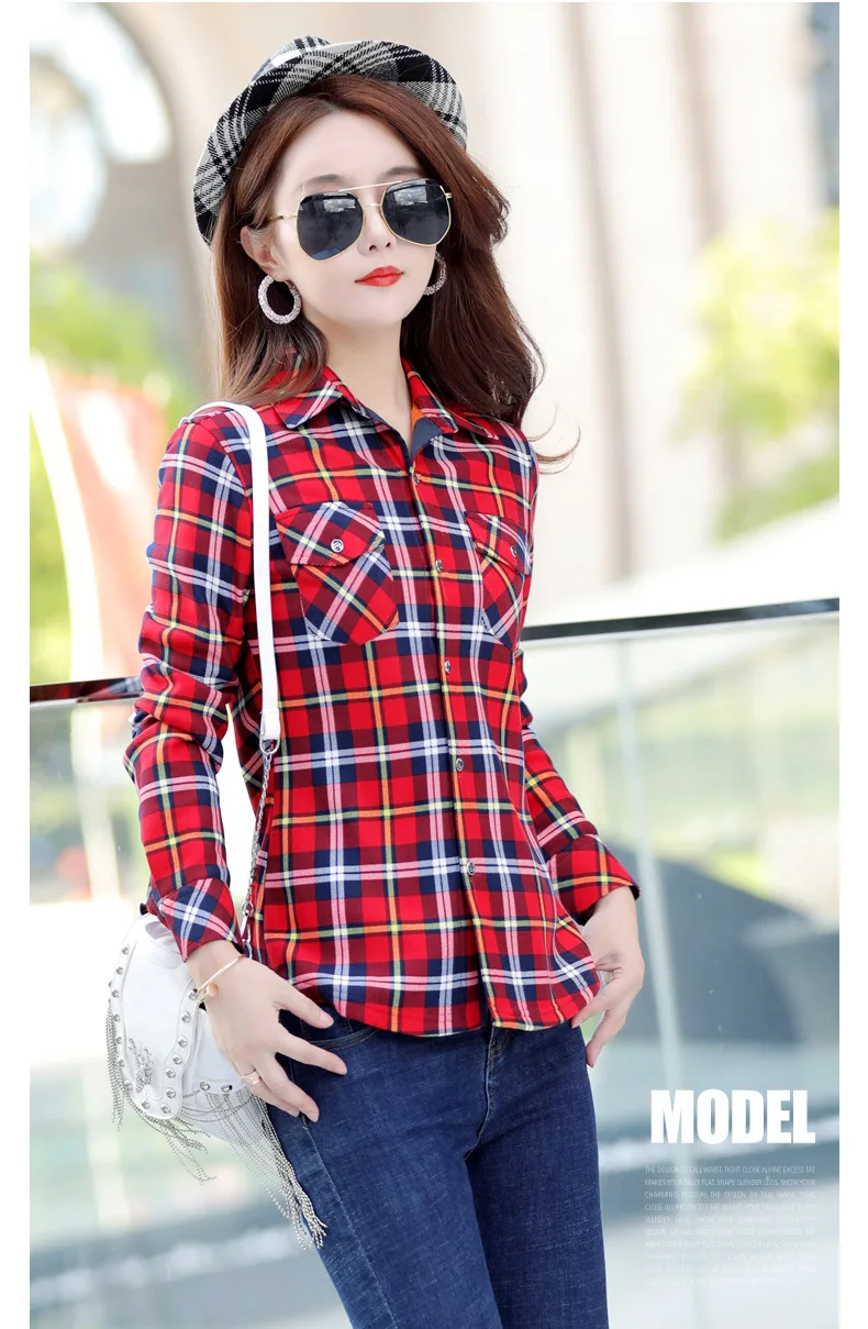 Velvet Thick Warm Women Plaid Shirt Female Fleece Tops Oversized M-4XL Women's Coat Winter Fit Blusas Femininas Chemise Femme
