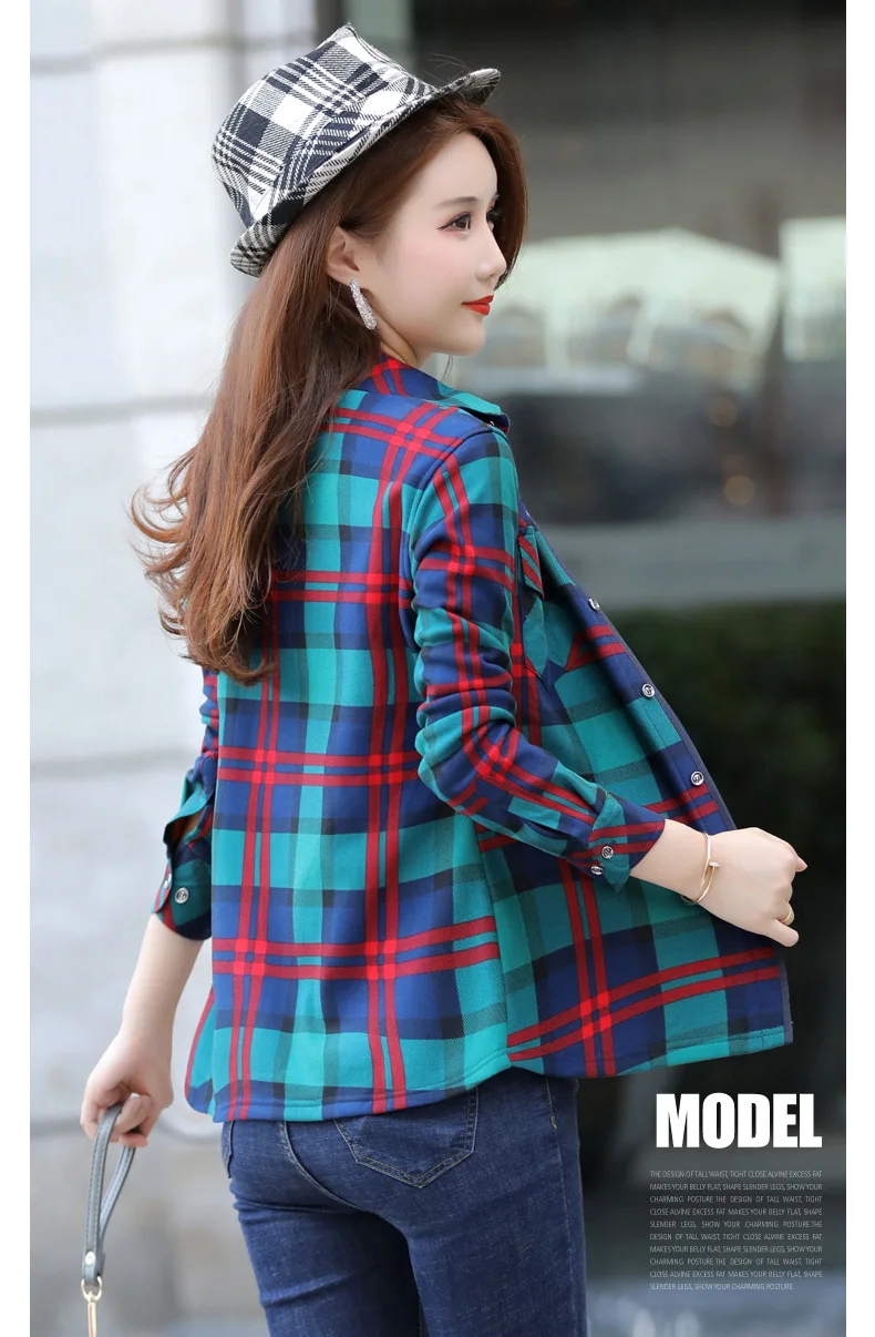 Velvet Thick Warm Women Plaid Shirt Female Fleece Tops Oversized M-4XL Women's Coat Winter Fit Blusas Femininas Chemise Femme