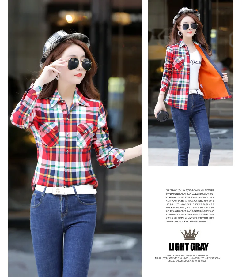 Velvet Thick Warm Women Plaid Shirt Female Fleece Tops Oversized M-4XL Women's Coat Winter Fit Blusas Femininas Chemise Femme