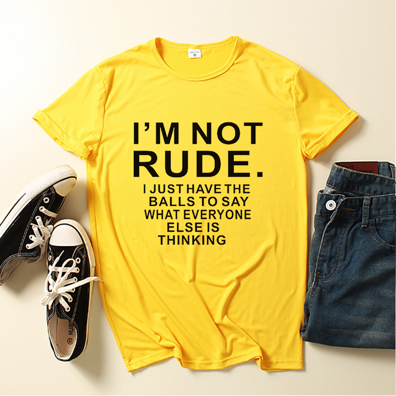 I'm Not Rude Letter Print Women T Shirt Short Sleeve O Neck Loose Women Tshirt Ladies Tee Shirt Tops Clothes Camisetas Mujer