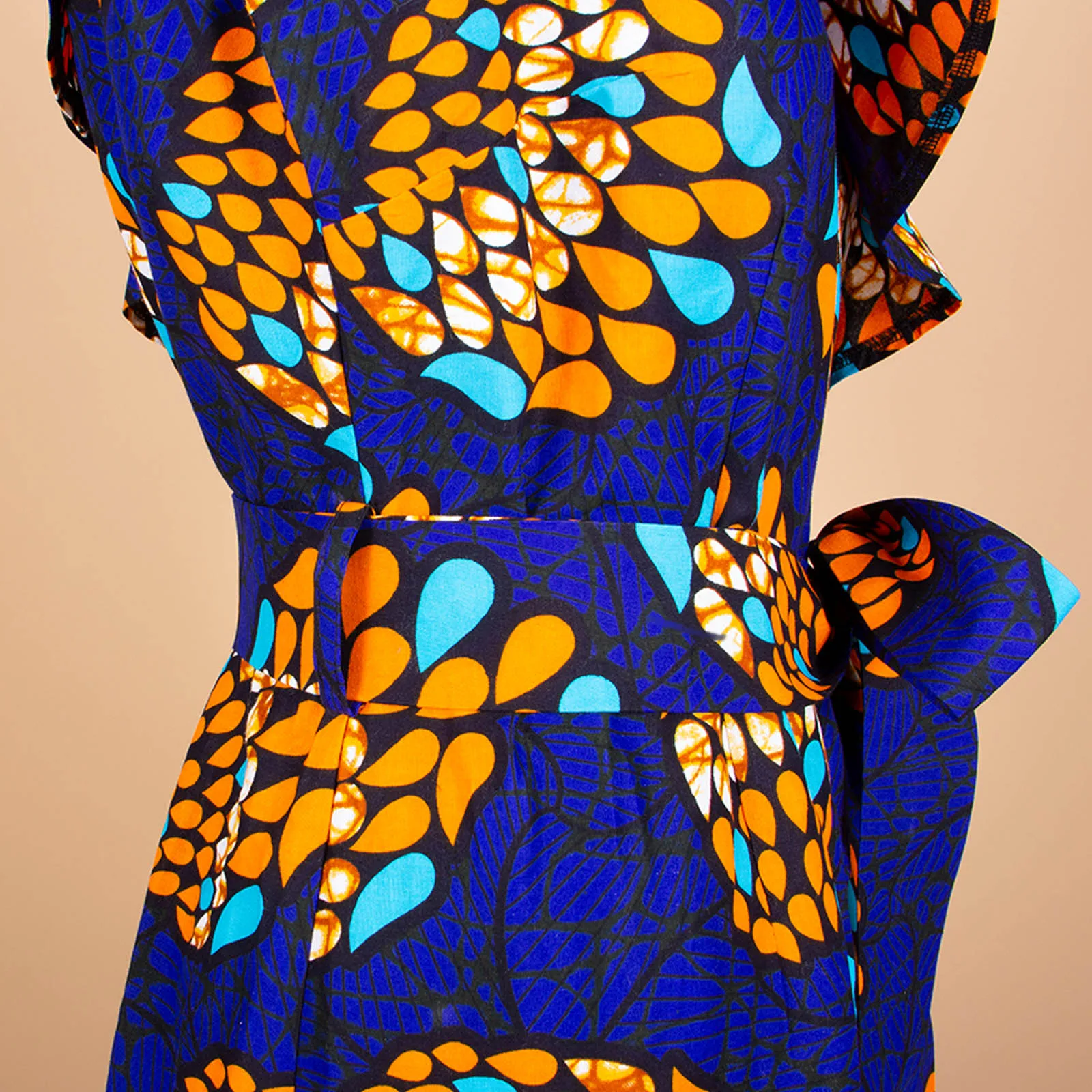 African Fashion Casual Dresses for Women AFRIPRIDE Tailor Made One Shoulder Fit and Flare Women Batik Cotton Dress A1825111