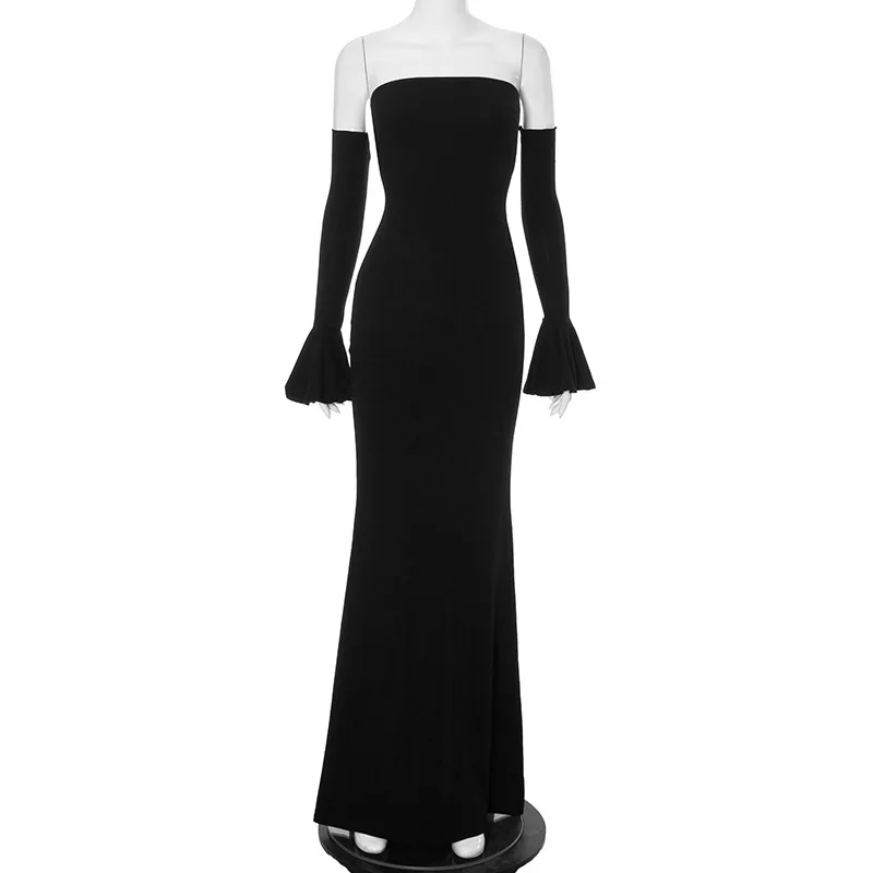 Nsauye Autumn Chic Elegant Women Sexy Evening Birthday Party Night Club Dress Off Shoulder Long Sleeve Maxi Bodycon Dress 2024