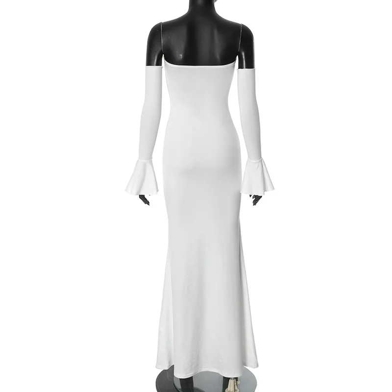 Nsauye Autumn Chic Elegant Women Sexy Evening Birthday Party Night Club Dress Off Shoulder Long Sleeve Maxi Bodycon Dress 2024