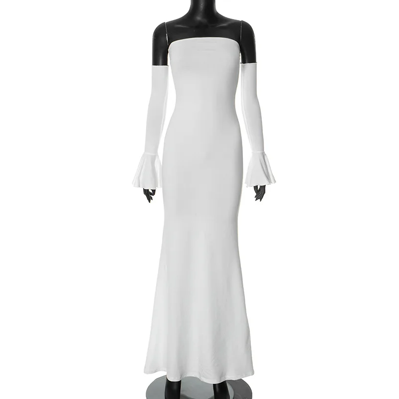 Nsauye Autumn Chic Elegant Women Sexy Evening Birthday Party Night Club Dress Off Shoulder Long Sleeve Maxi Bodycon Dress 2024