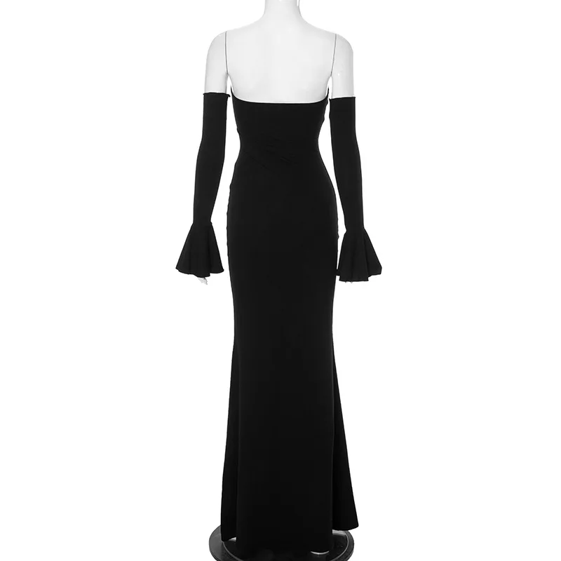 Nsauye Autumn Chic Elegant Women Sexy Evening Birthday Party Night Club Dress Off Shoulder Long Sleeve Maxi Bodycon Dress 2024