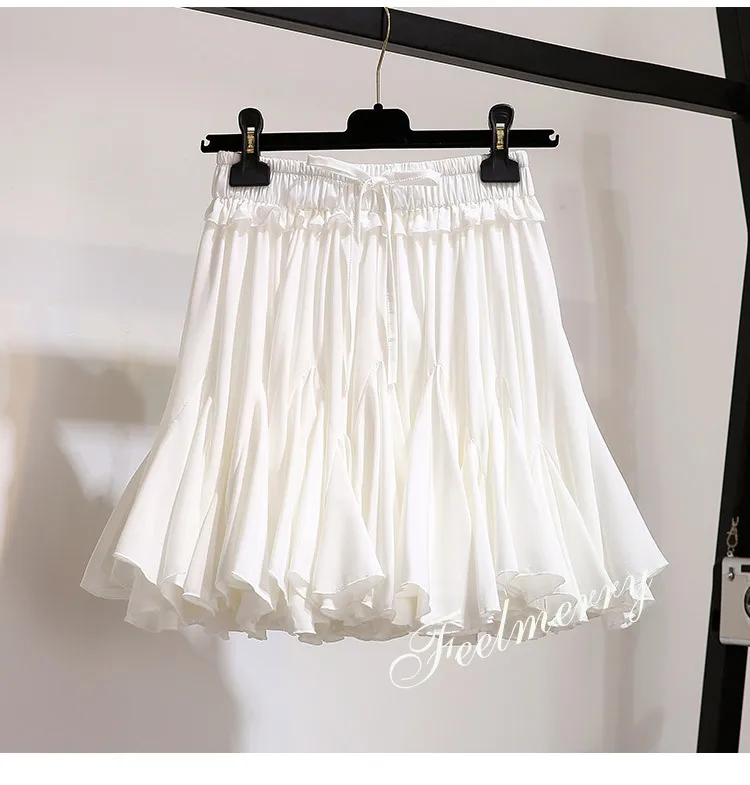 White Black Chiffon Summer Shorts Skirt Women 2022 Fashion Korean High Waist Tutu Pleated Mini Aesthetic Skirt Female