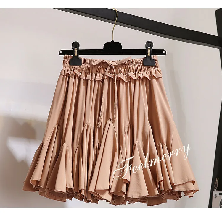 White Black Chiffon Summer Shorts Skirt Women 2022 Fashion Korean High Waist Tutu Pleated Mini Aesthetic Skirt Female