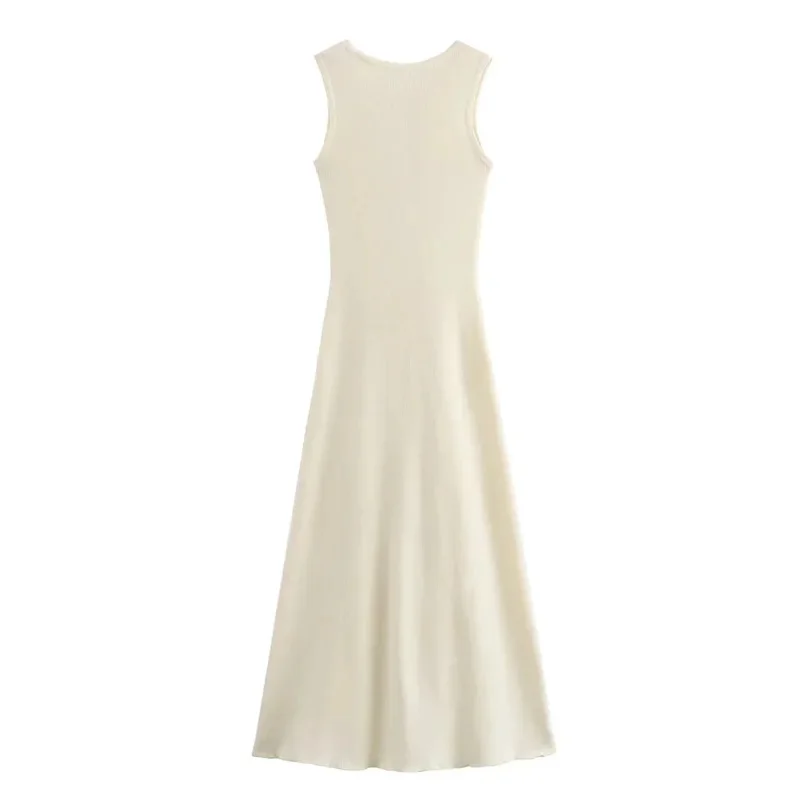 Tossy Knit Ribbed Cardigan Maxi Dress Female High Waist Slim Pocket Sleeveless Elegant Party Dress Women's Knitwear Long Dress