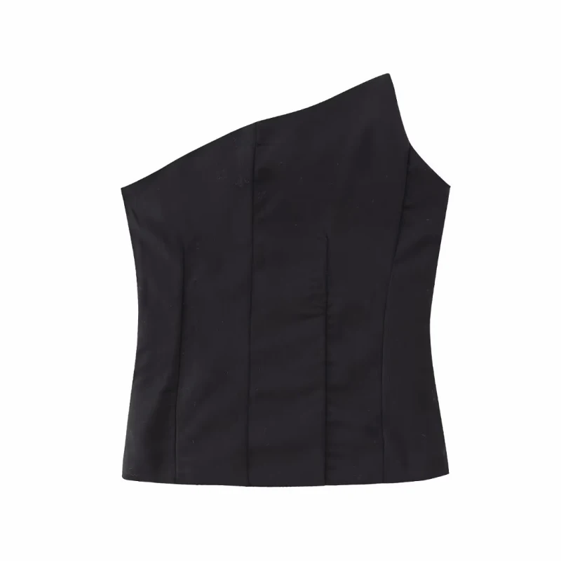 Stylish Women Elegant Cropped Tank Tops 2023 Summer Fashion Ladies Vintage Chic Slim Black Top Party Girls Sexy Tanks