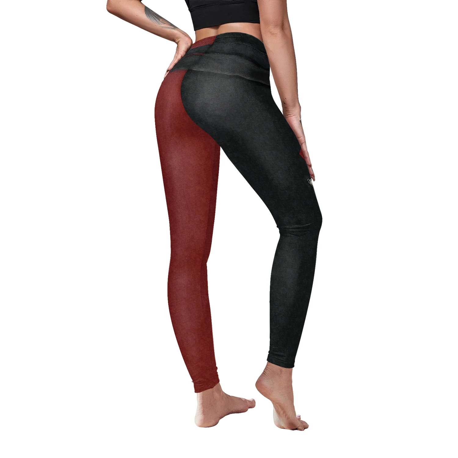 Nadanbao 2025 Womens for Leggings Gothic Style Denim Print Slim Stretch Trouser Black Leggings Street Leisure Pants