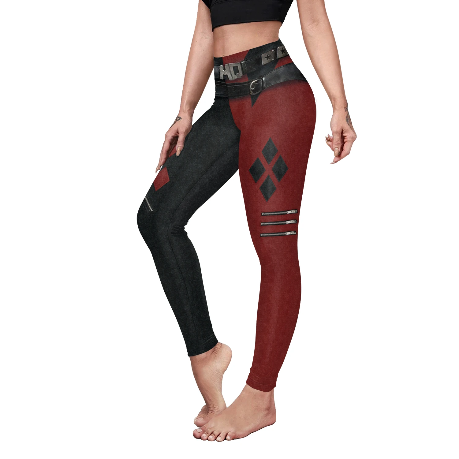 Nadanbao 2025 Womens for Leggings Gothic Style Denim Print Slim Stretch Trouser Black Leggings Street Leisure Pants