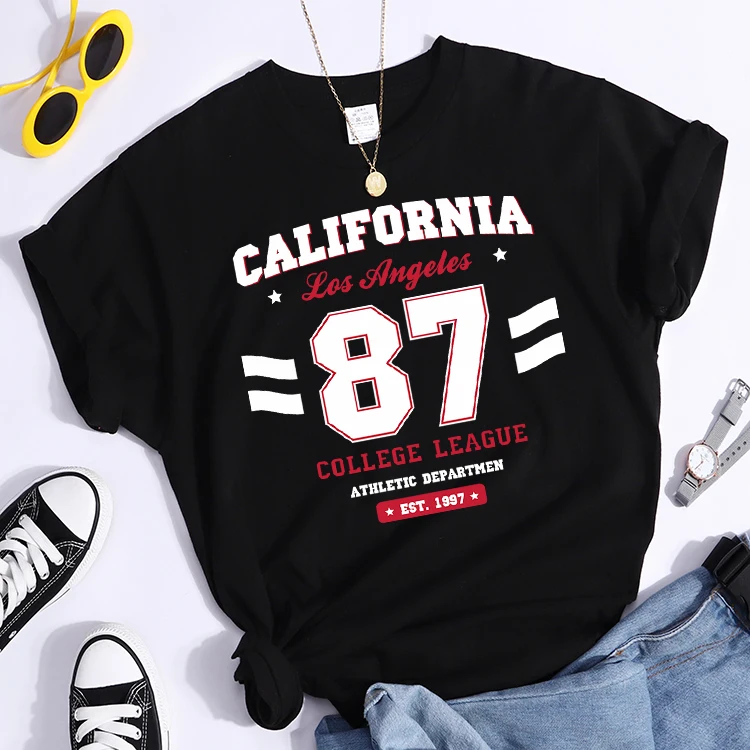Los Angeles, California Est.1997 Street Letter T-Shirt Loose Round Neck Tee Shirt Harajuku Hipster T-Shirts Fashion Women Tshirt