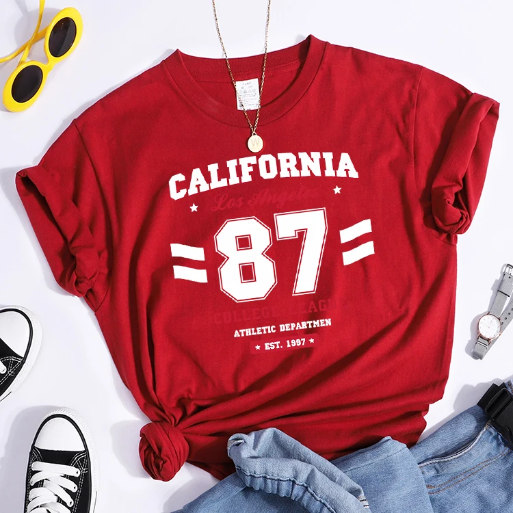 Los Angeles, California Est.1997 Street Letter T-Shirt Loose Round Neck Tee Shirt Harajuku Hipster T-Shirts Fashion Women Tshirt