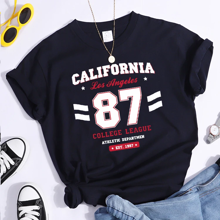 Los Angeles, California Est.1997 Street Letter T-Shirt Loose Round Neck Tee Shirt Harajuku Hipster T-Shirts Fashion Women Tshirt