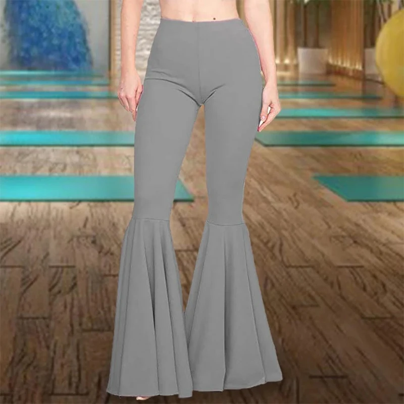 Women High Waist Skinny Flare Pants Slim Fit Stretchy Trousers Yoga Flared Pants Streetwear Lady Bodycon Sexy Bell Bottom Tights