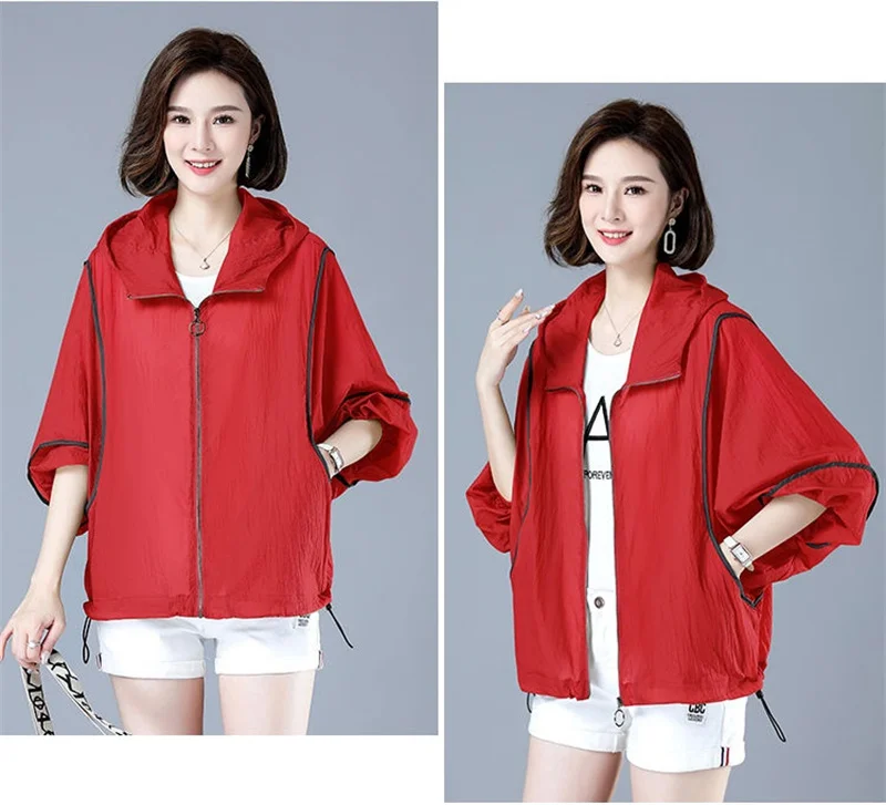 White Hooded Jacket Sunscreen Women's 2025 New Outwear Loose Long-Sleeved Summer Thin Cardigan Female Top Anti-UV Coat Khaki