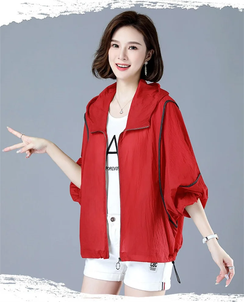 White Hooded Jacket Sunscreen Women's 2025 New Outwear Loose Long-Sleeved Summer Thin Cardigan Female Top Anti-UV Coat Khaki