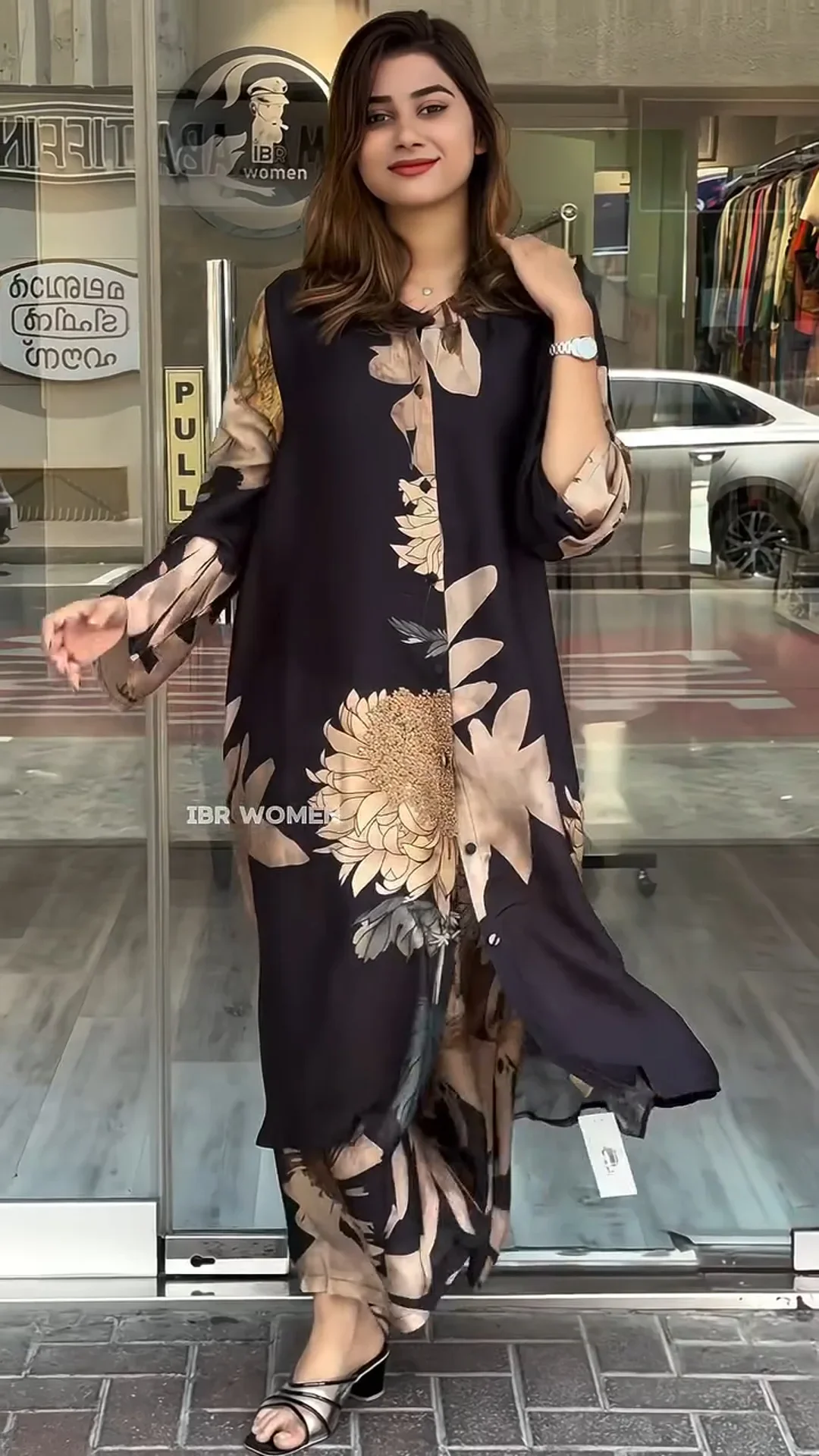 CPSYMYM Elegant For Women Print Long Top 2 Pieces Set Spring Floral Single Breasted Lapel Shirt Wide Leg Pant Outfits Loose Leis