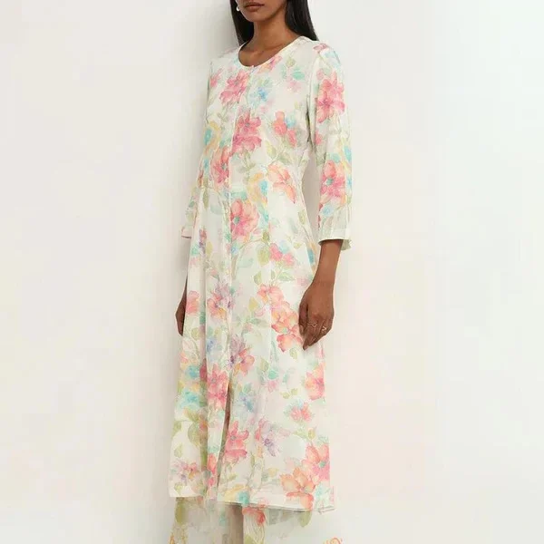 CPSYMYM Elegant For Women Print Long Top 2 Pieces Set Spring Floral Single Breasted Lapel Shirt Wide Leg Pant Outfits Loose Leis