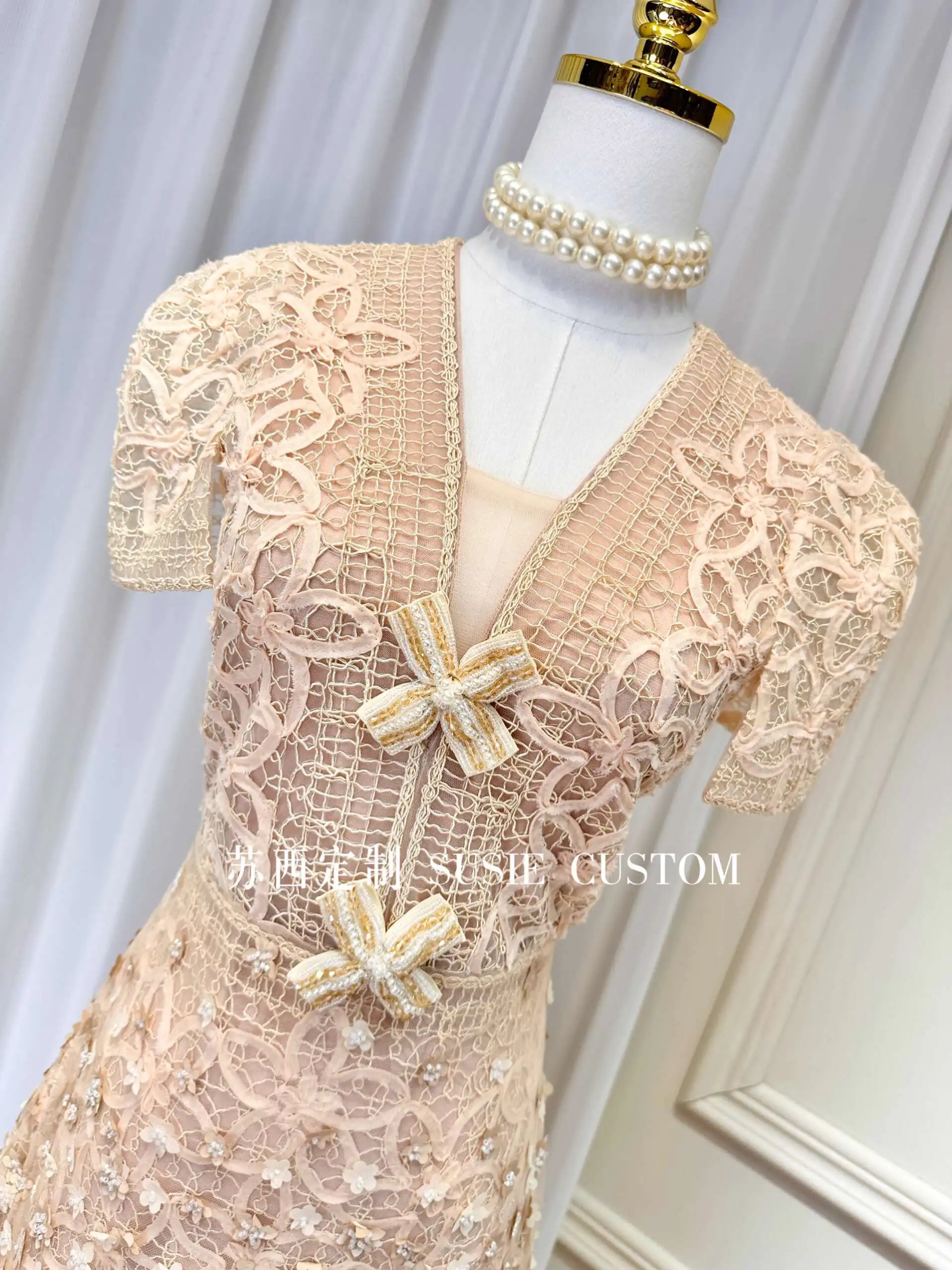QMQA Fashion Women's Elegant Dress Three-dimensional Flower High Waist Short Sleeve Slimming Dresses 2025 Female New QM359