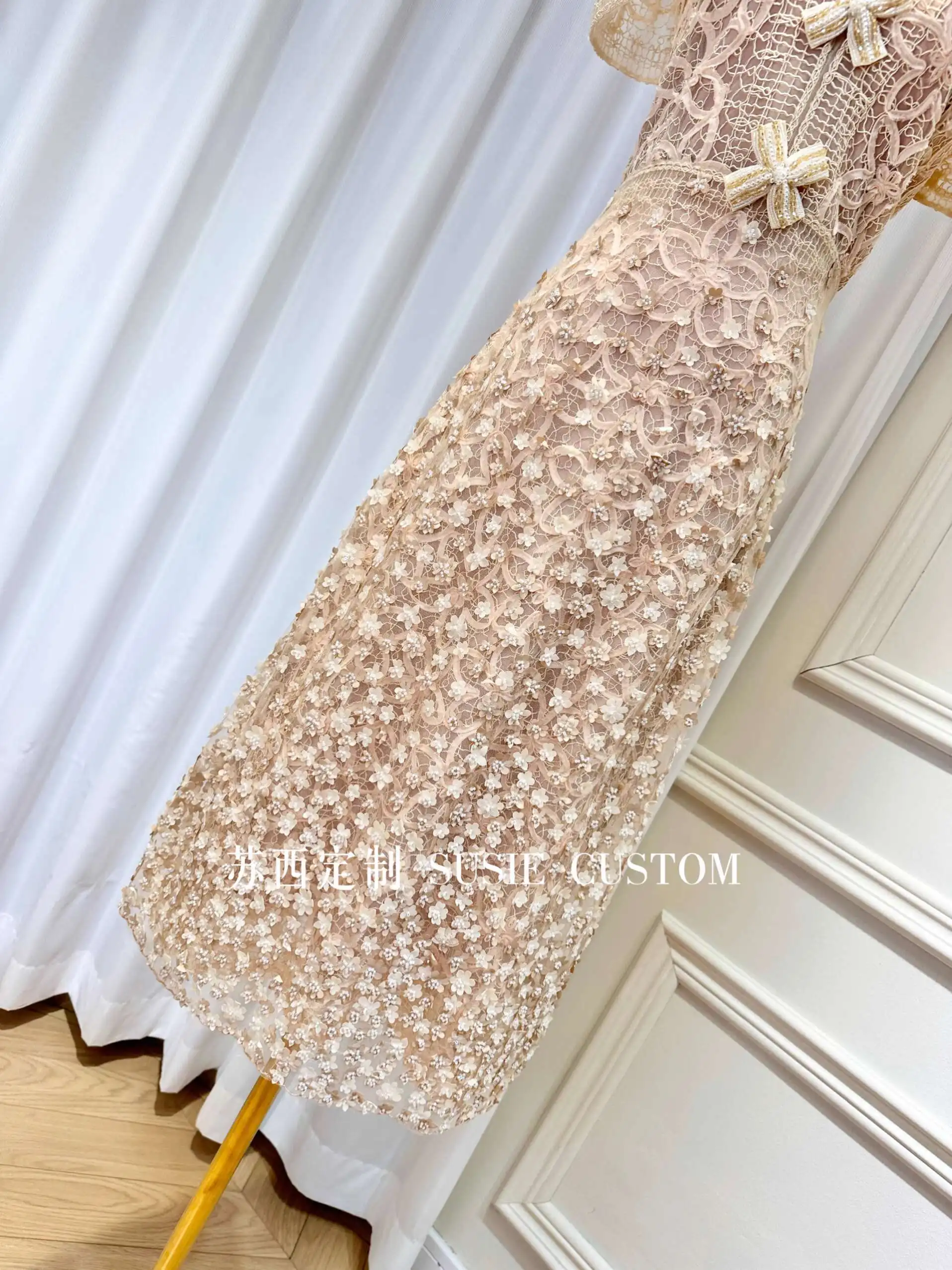 QMQA Fashion Women's Elegant Dress Three-dimensional Flower High Waist Short Sleeve Slimming Dresses 2025 Female New QM359