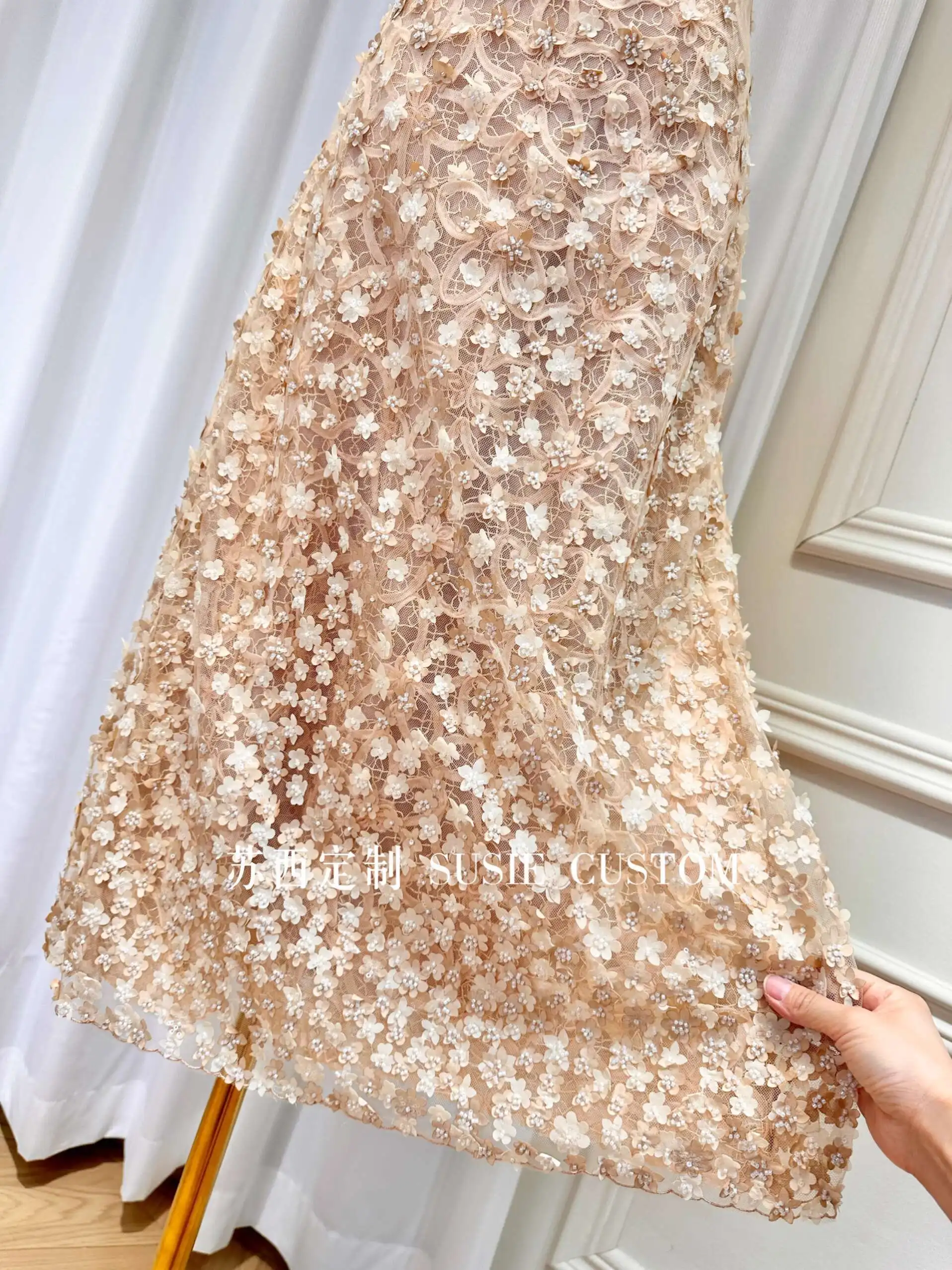 QMQA Fashion Women's Elegant Dress Three-dimensional Flower High Waist Short Sleeve Slimming Dresses 2025 Female New QM359