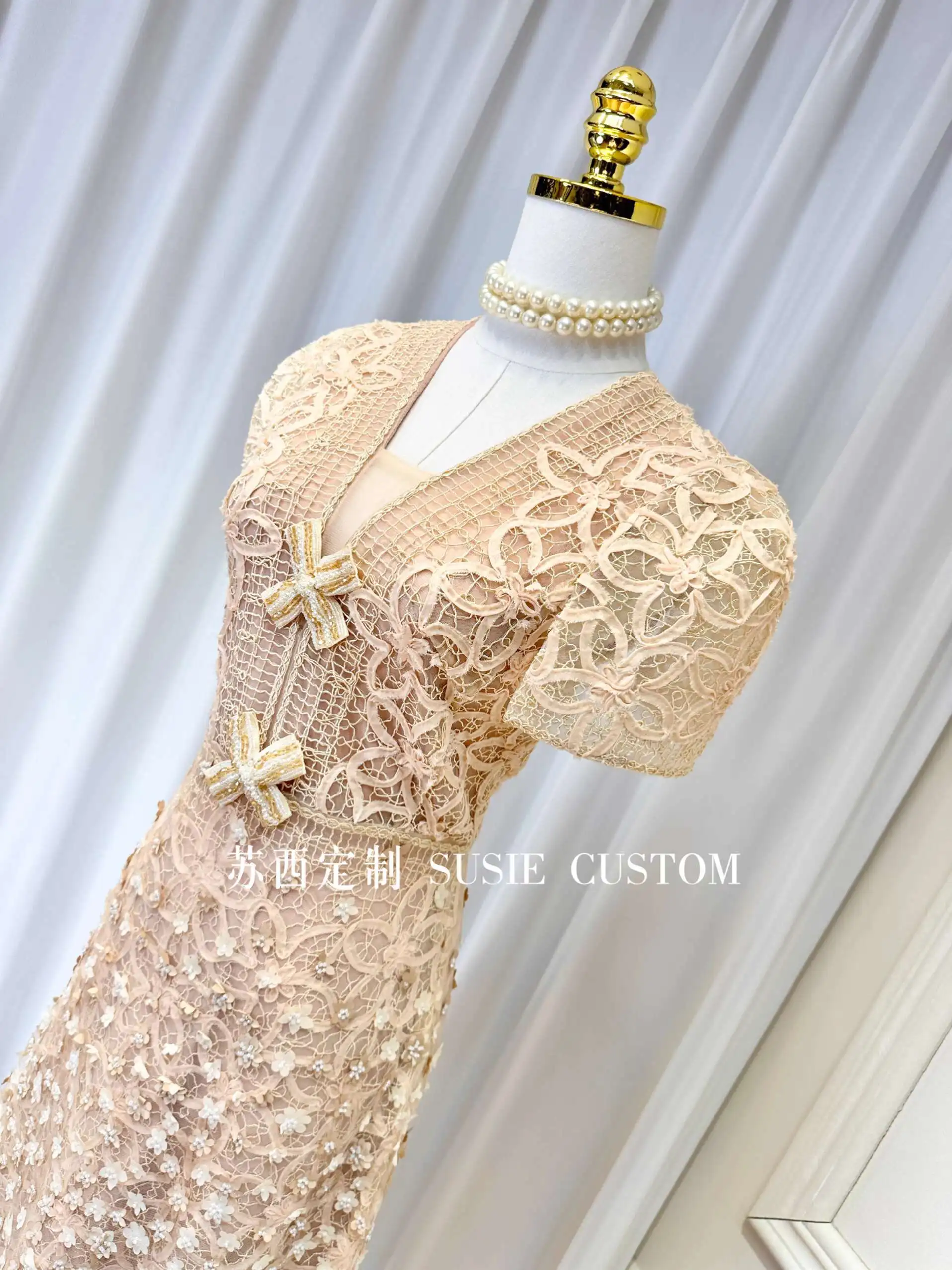 QMQA Fashion Women's Elegant Dress Three-dimensional Flower High Waist Short Sleeve Slimming Dresses 2025 Female New QM359