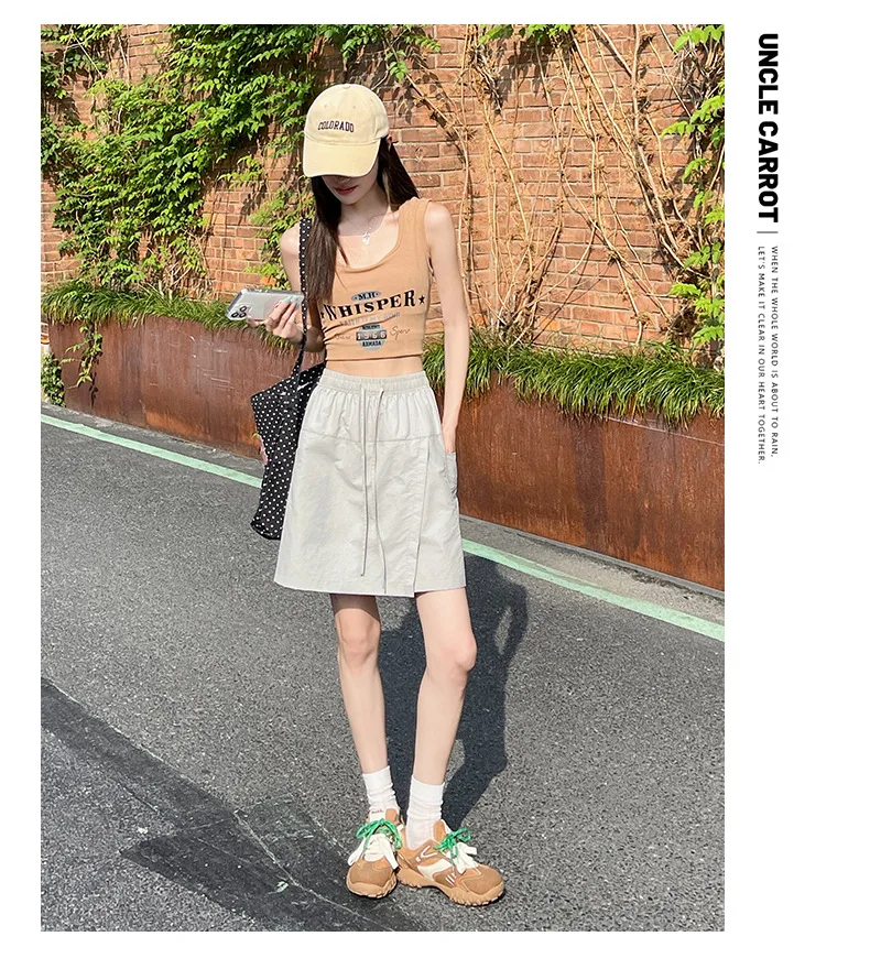 Fake 2 Piece Shorts Skirts For Women High Waist Mini White Skirt Pants Solid A- line Side Slit Lightweight Korean Summer Skirts
