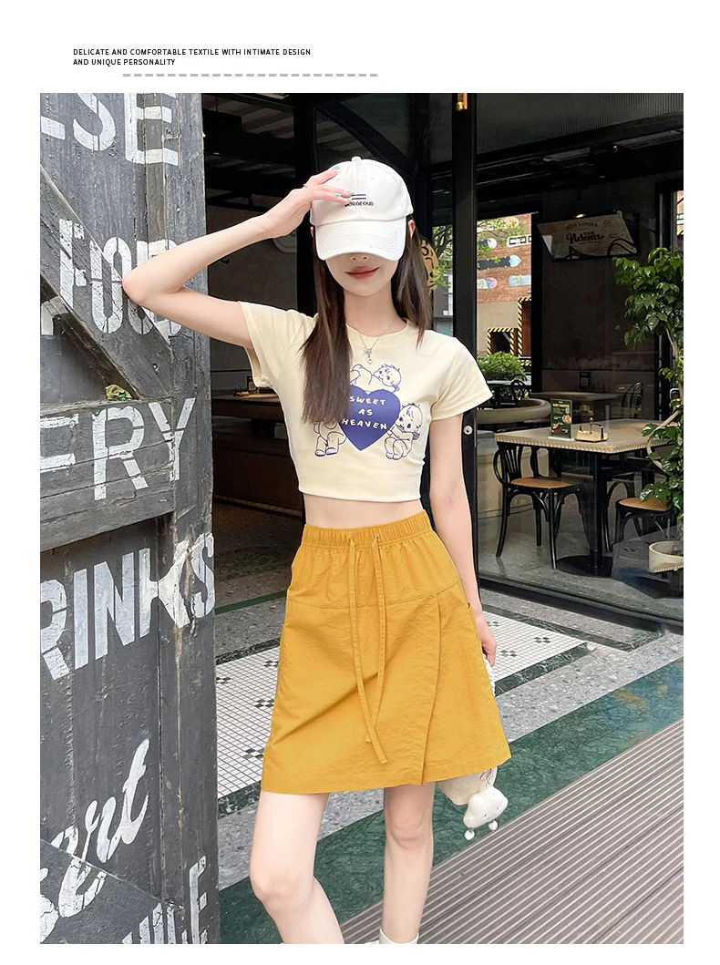 Fake 2 Piece Shorts Skirts For Women High Waist Mini White Skirt Pants Solid A- line Side Slit Lightweight Korean Summer Skirts