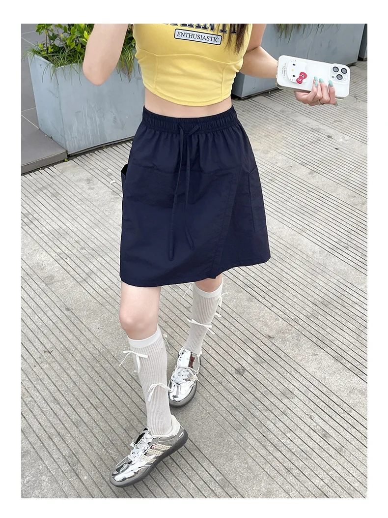 Fake 2 Piece Shorts Skirts For Women High Waist Mini White Skirt Pants Solid A- line Side Slit Lightweight Korean Summer Skirts