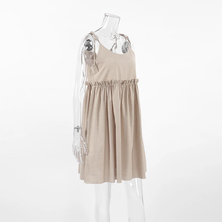 Linad Summer Brown Holiday Dress For Women 2025 Sexy Backless Loose A Line Dresses Cotton Linen Black Beach Dress Female 2025