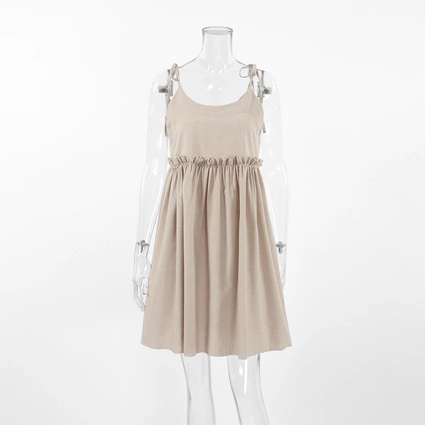 Linad Summer Brown Holiday Dress For Women 2025 Sexy Backless Loose A Line Dresses Cotton Linen Black Beach Dress Female 2025