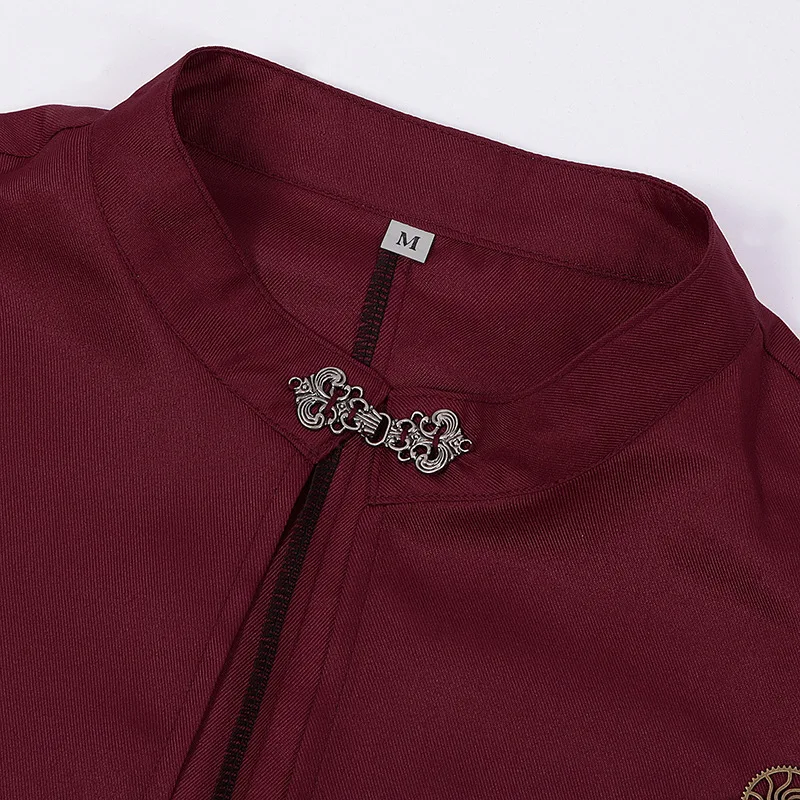2025 Burgundy Euro-American Vintage Royal Cape for Men and Women, Halloween Beaded Curtain Gear Chain Cloak Unisex, One Size