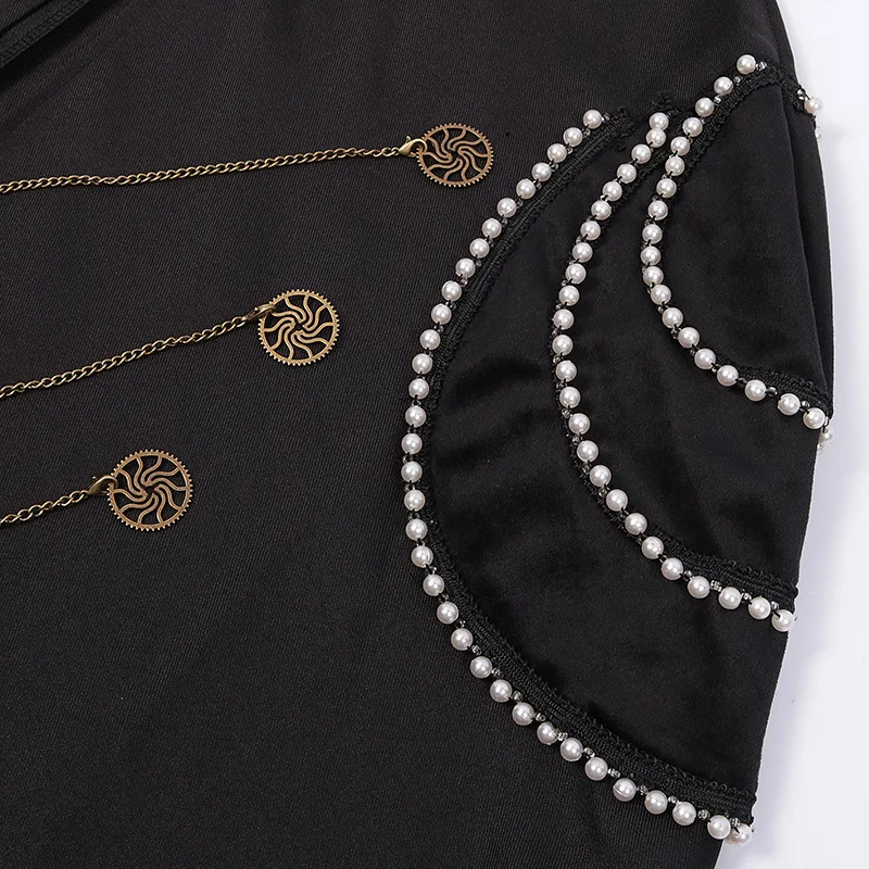 2025 Burgundy Euro-American Vintage Royal Cape for Men and Women, Halloween Beaded Curtain Gear Chain Cloak Unisex, One Size