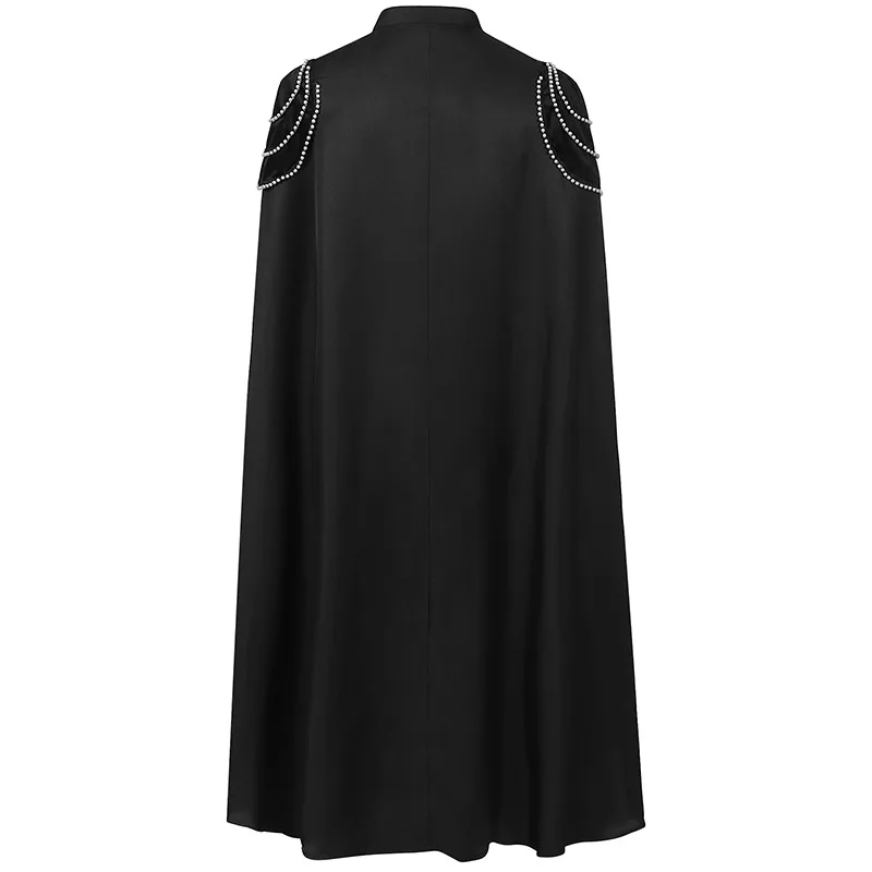 2025 Burgundy Euro-American Vintage Royal Cape for Men and Women, Halloween Beaded Curtain Gear Chain Cloak Unisex, One Size