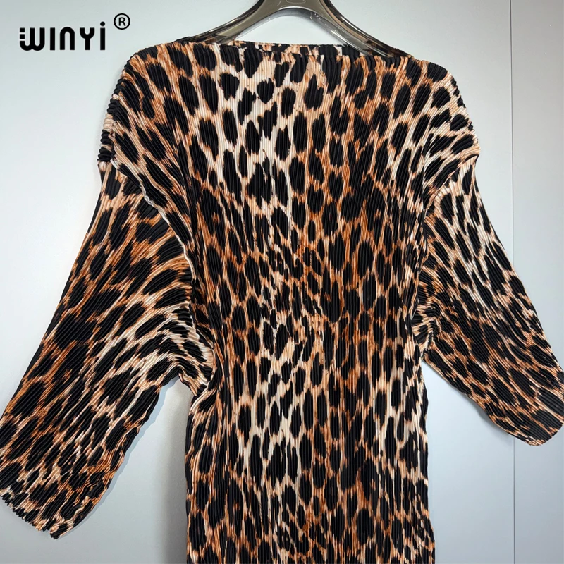 WINYI Summer Pleated Elastic Loose Dress Holiday Boho Beach Cover up Maxi Kaftan Abaya Muslim Woman Dubai Luxury Party Dresses